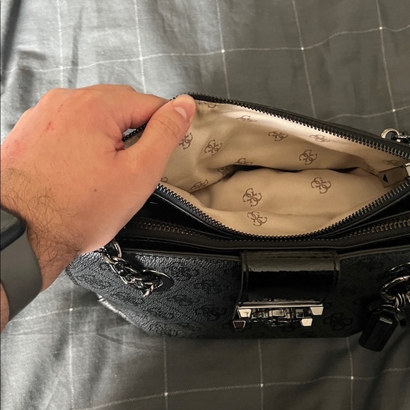 Guess Black Textured Shoulder Bag - Picture 6 of 7